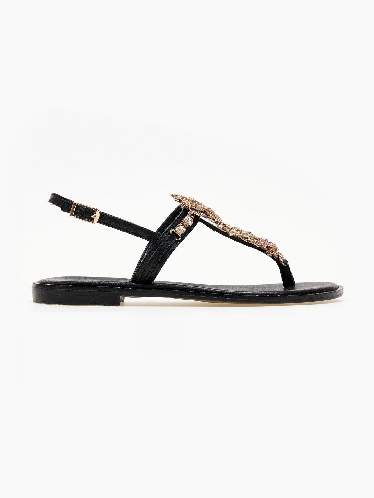Σανδάλια δερμάτινα με αστερία Iris Sandals - Μαύρο - thefashionproject.gr - IRIS