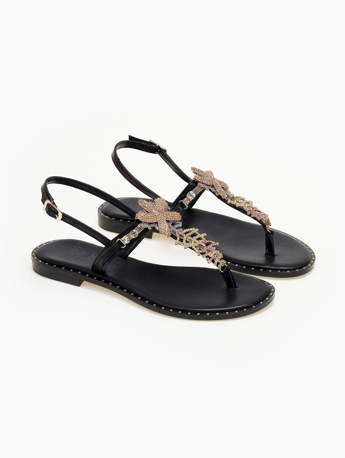 Σανδάλια δερμάτινα με αστερία Iris Sandals - Μαύρο - thefashionproject.gr - IRIS