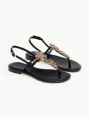 Σανδάλια δερμάτινα με αστερία Iris Sandals - Μαύρο - thefashionproject.gr - IRIS