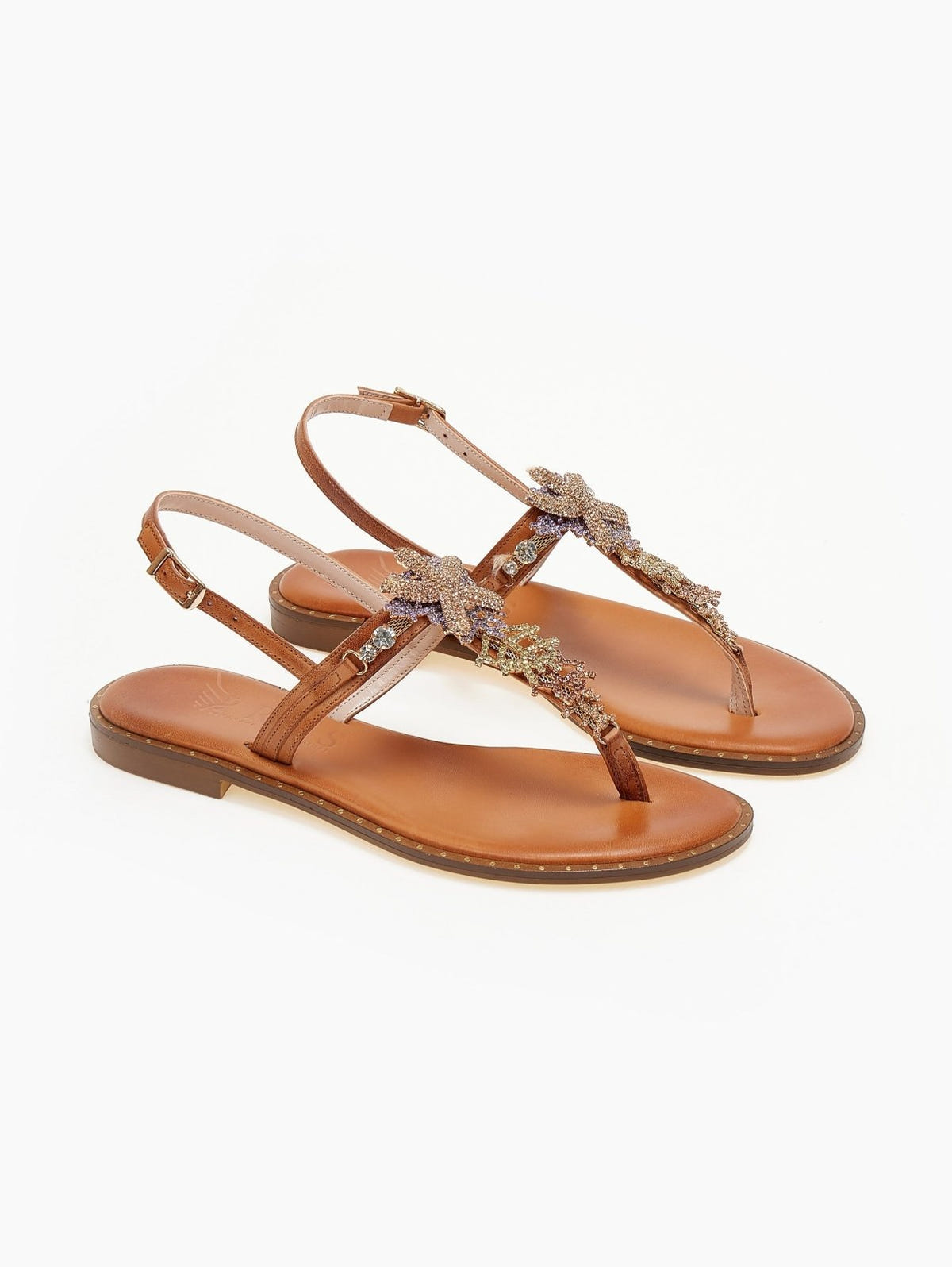 Σανδάλια δερμάτινα με αστερία Iris Sandals - Ταμπά - thefashionproject.gr - IRIS