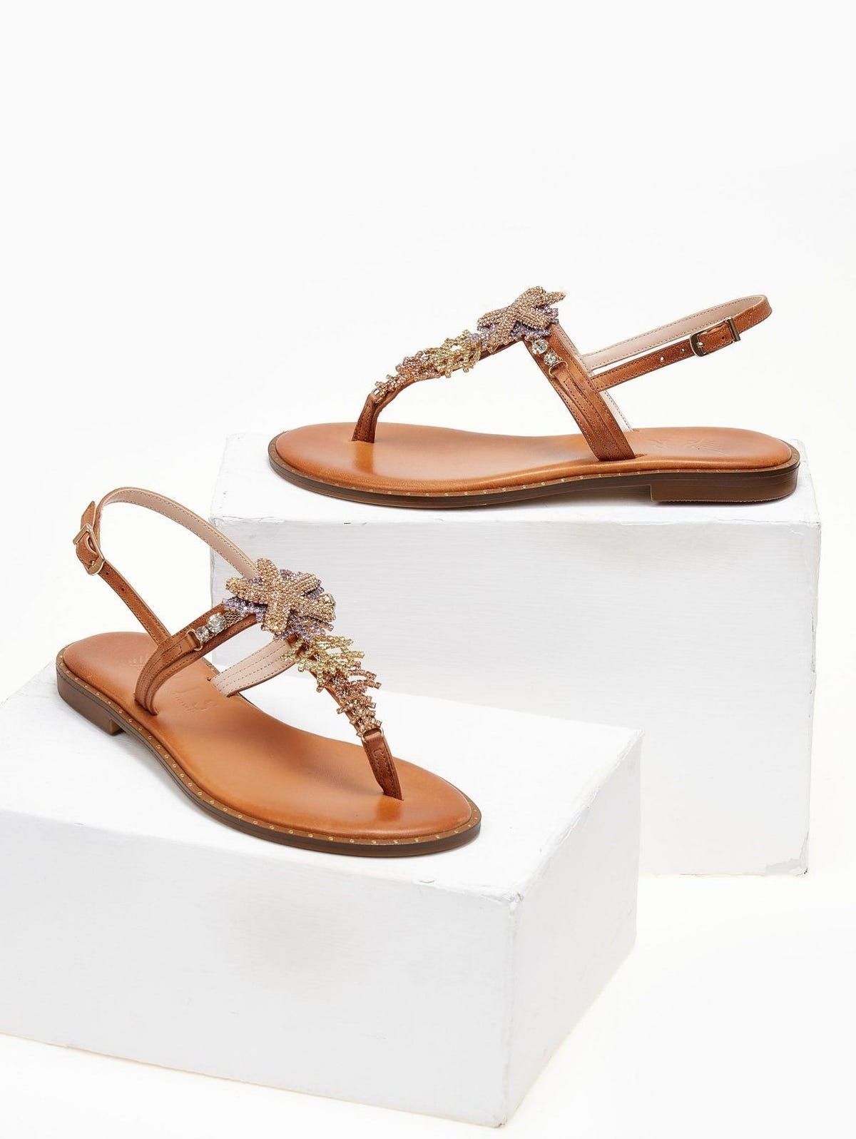 Σανδάλια δερμάτινα με αστερία Iris Sandals - Ταμπά - thefashionproject.gr - IRIS