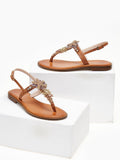 Σανδάλια δερμάτινα με αστερία Iris Sandals - Ταμπά - thefashionproject.gr - IRIS