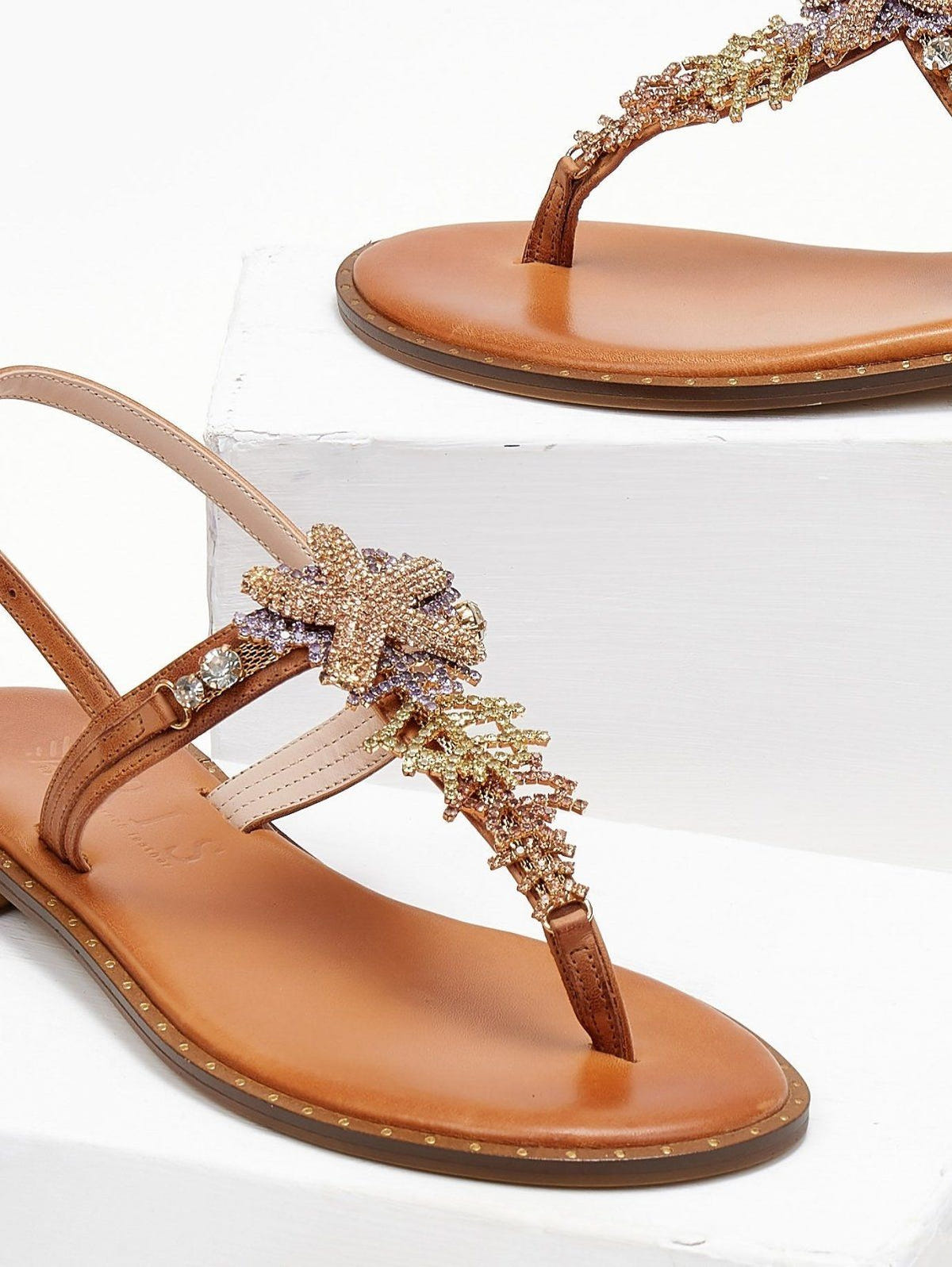 Σανδάλια δερμάτινα με αστερία Iris Sandals - Ταμπά - thefashionproject.gr - IRIS