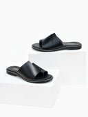 Σανδάλια δερμάτινα με ασύμμετρο τελείωμα estil