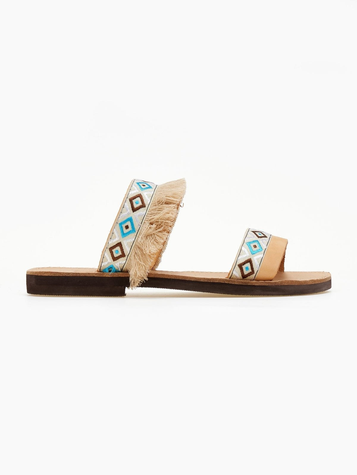 Σανδάλια δερμάτινα με boho φάσα Estil - Φυσικό - thefashionproject.gr - Estil