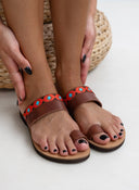 Σανδάλια δερμάτινα με boho φάσα estil - Ταμπά - thefashionproject.gr - Estil