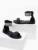 Σανδάλια δερμάτινα με boho μπαρέτα Estil - Μαύρο - thefashionproject.gr - Estil