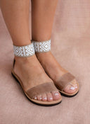 Σανδάλια δερμάτινα με boho μπαρέτα Estil - Μπεζ - thefashionproject.gr - Estil