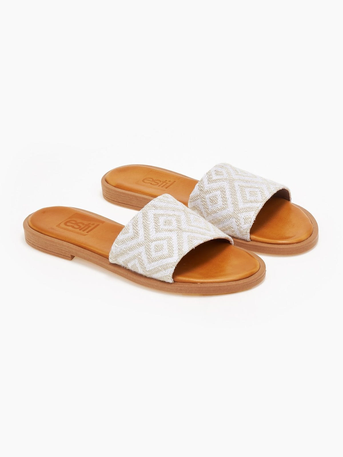 Σανδάλια δερμάτινα με boho σχέδιο estil - Μπεζ - thefashionproject.gr - Estil