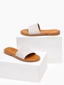 Σανδάλια δερμάτινα με boho σχέδιο estil - Μπεζ - thefashionproject.gr - Estil
