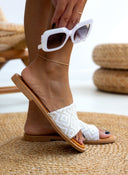 Σανδάλια δερμάτινα με boho σχέδιο estil - Μπεζ - thefashionproject.gr - Estil