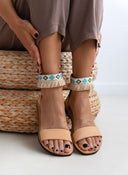 Σανδάλια δερμάτινα με boho τρέσα με κρόσσια Estil - Φυσικό - thefashionproject.gr - Estil