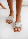 Σανδάλια δερμάτινα με crochet φάσα Iris Sandals - Ασημί - thefashionproject.gr - IRIS