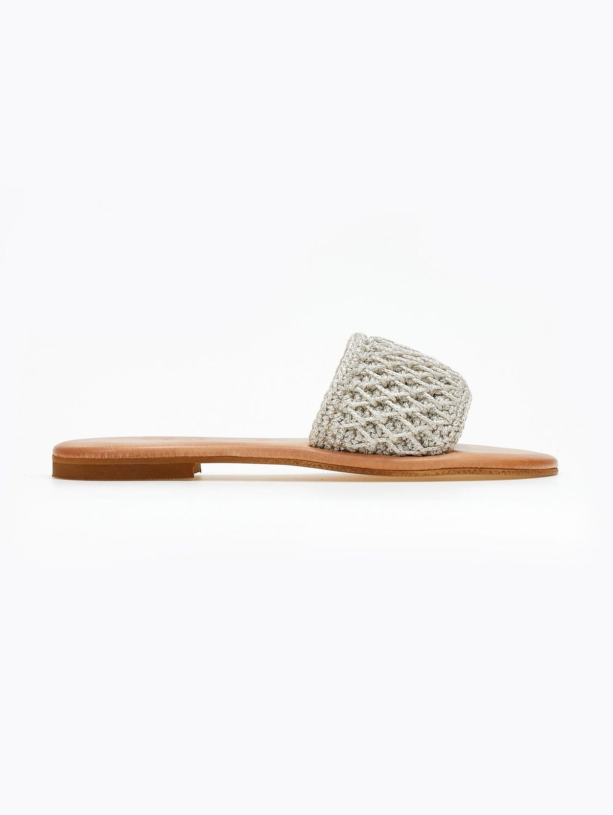 Σανδάλια δερμάτινα με crochet φάσα Iris Sandals - Ασημί - thefashionproject.gr - IRIS