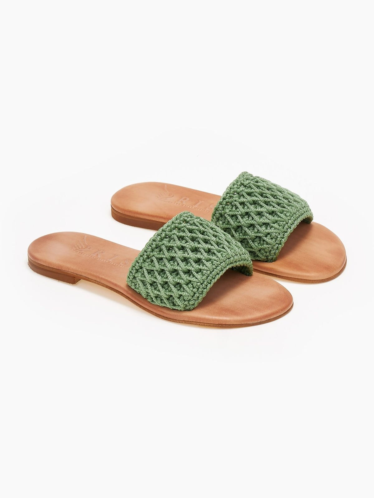 Σανδάλια δερμάτινα με crochet φάσα Iris Sandals - Πράσινο - thefashionproject.gr - IRIS