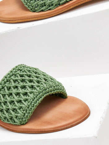 Σανδάλια δερμάτινα με crochet φάσα Iris Sandals - Πράσινο - thefashionproject.gr - IRIS