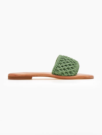 Σανδάλια δερμάτινα με crochet φάσα Iris Sandals - Πράσινο - thefashionproject.gr - IRIS