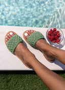 Σανδάλια δερμάτινα με crochet φάσα Iris Sandals - Πράσινο - thefashionproject.gr - IRIS