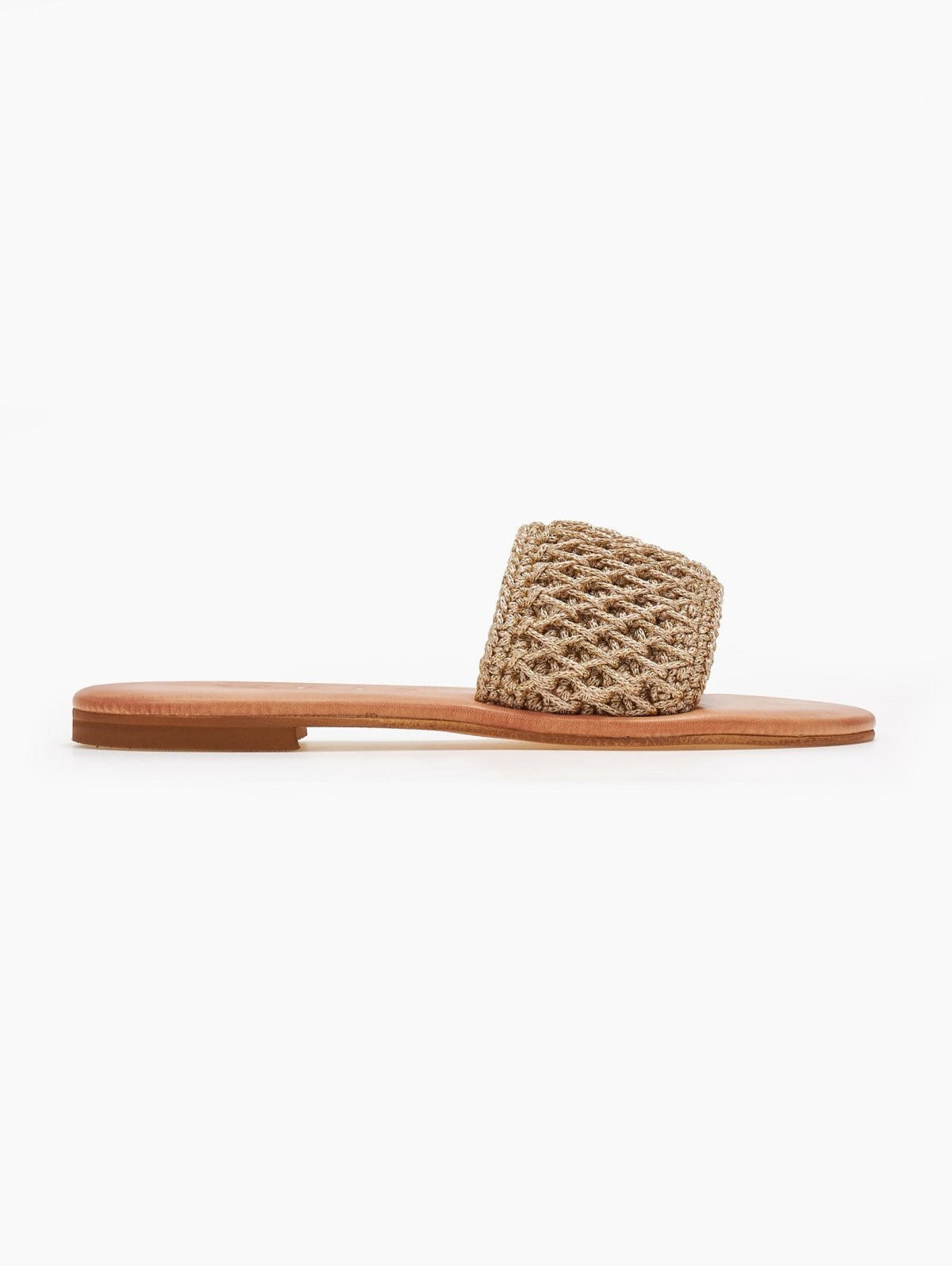 Σανδάλια δερμάτινα με crochet φάσα Iris Sandals - Χρυσό - thefashionproject.gr - IRIS