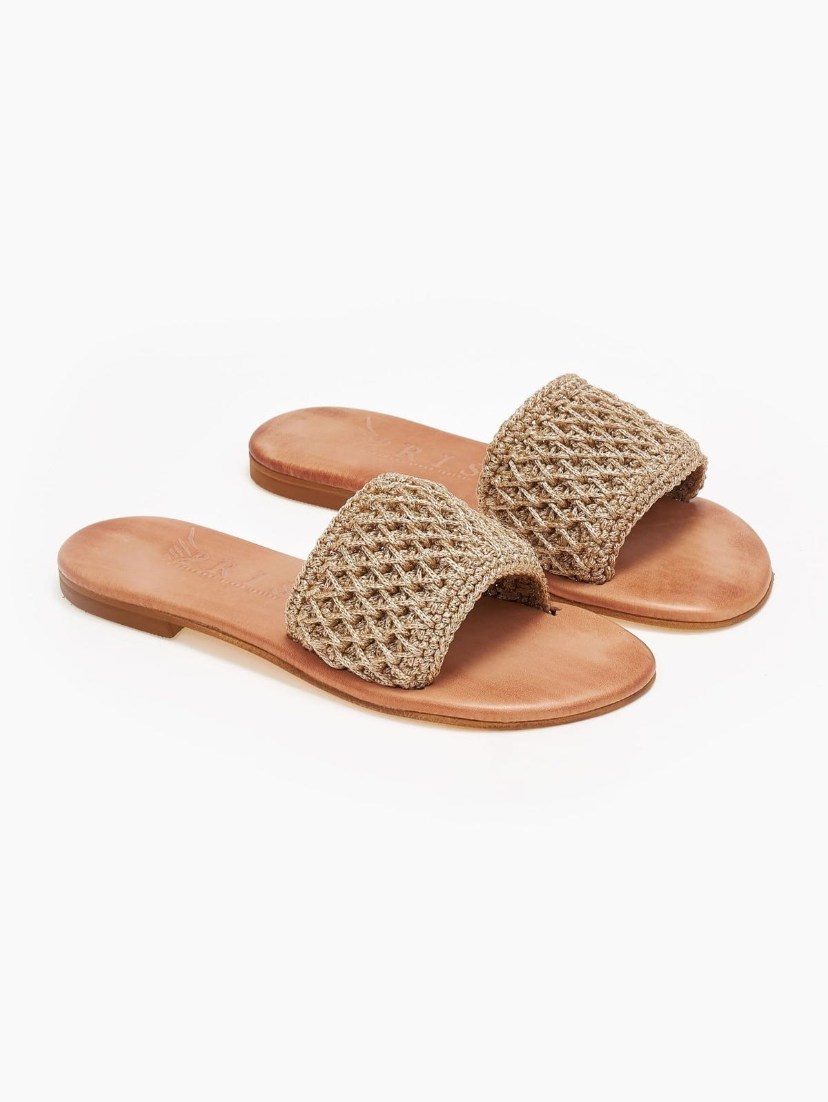 Σανδάλια δερμάτινα με crochet φάσα Iris Sandals - Χρυσό - thefashionproject.gr - IRIS