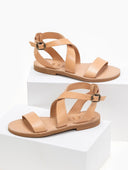 Σανδάλια δερμάτινα με crossover μπαρέτα Iris Sandals - Φυσικό - thefashionproject.gr - IRIS