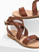 Σανδάλια δερμάτινα με crossover μπαρέτα Iris Sandals - Καφέ - thefashionproject.gr - IRIS