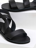 Σανδάλια δερμάτινα με crossover μπαρέτα Iris Sandals - Μαύρο - thefashionproject.gr - IRIS