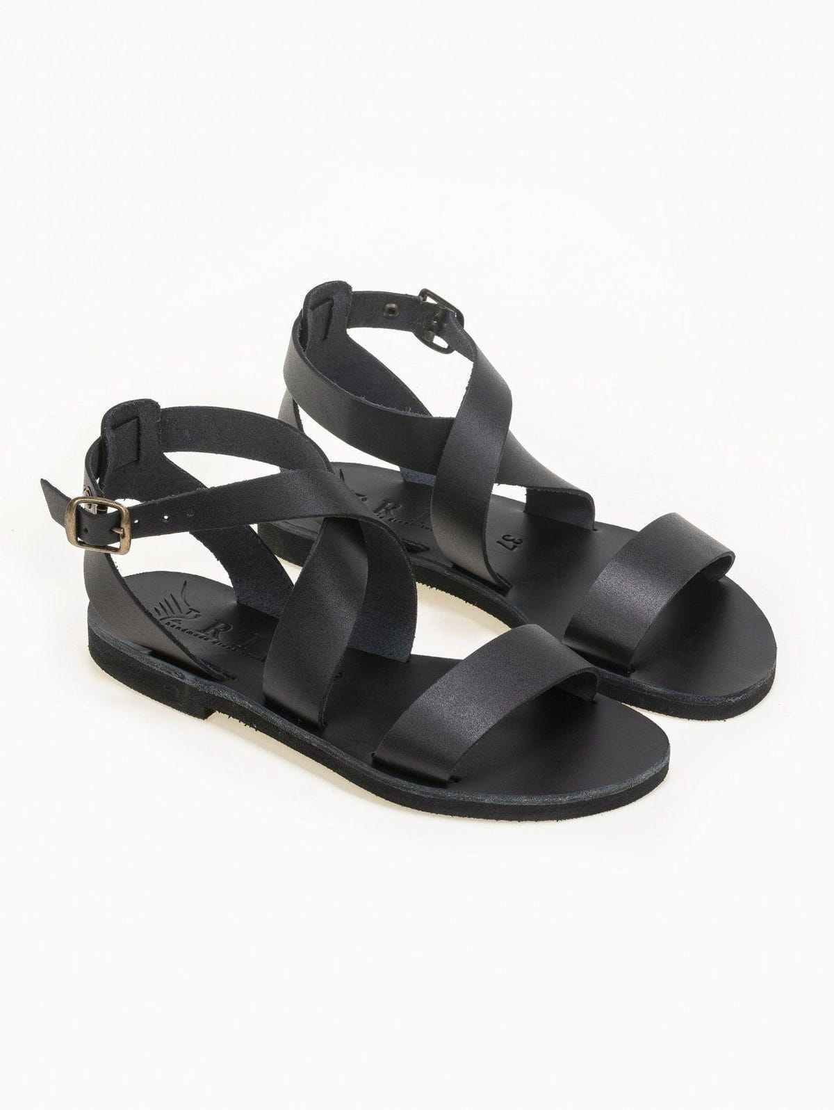 Σανδάλια δερμάτινα με crossover μπαρέτα Iris Sandals - Μαύρο - thefashionproject.gr - IRIS