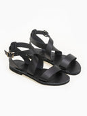 Σανδάλια δερμάτινα με crossover μπαρέτα Iris Sandals - Μαύρο - thefashionproject.gr - IRIS