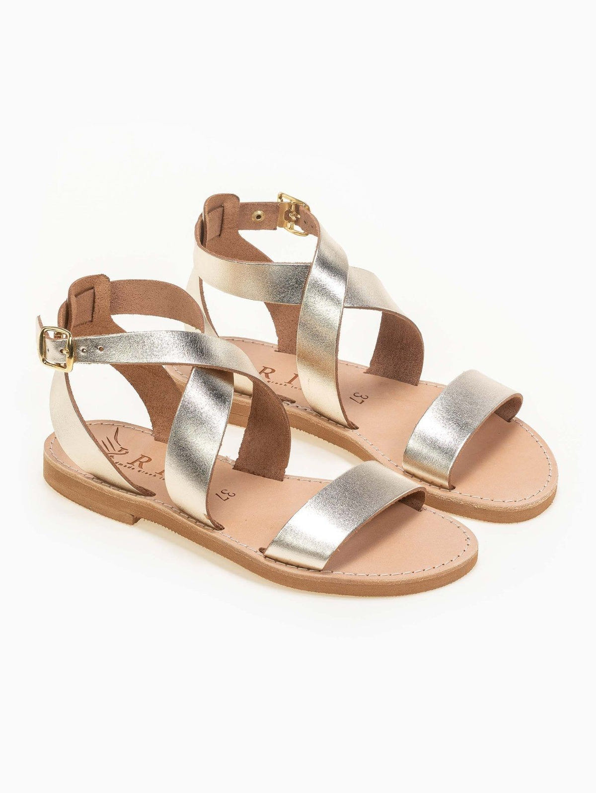 Σανδάλια δερμάτινα με crossover μπαρέτα Iris Sandals