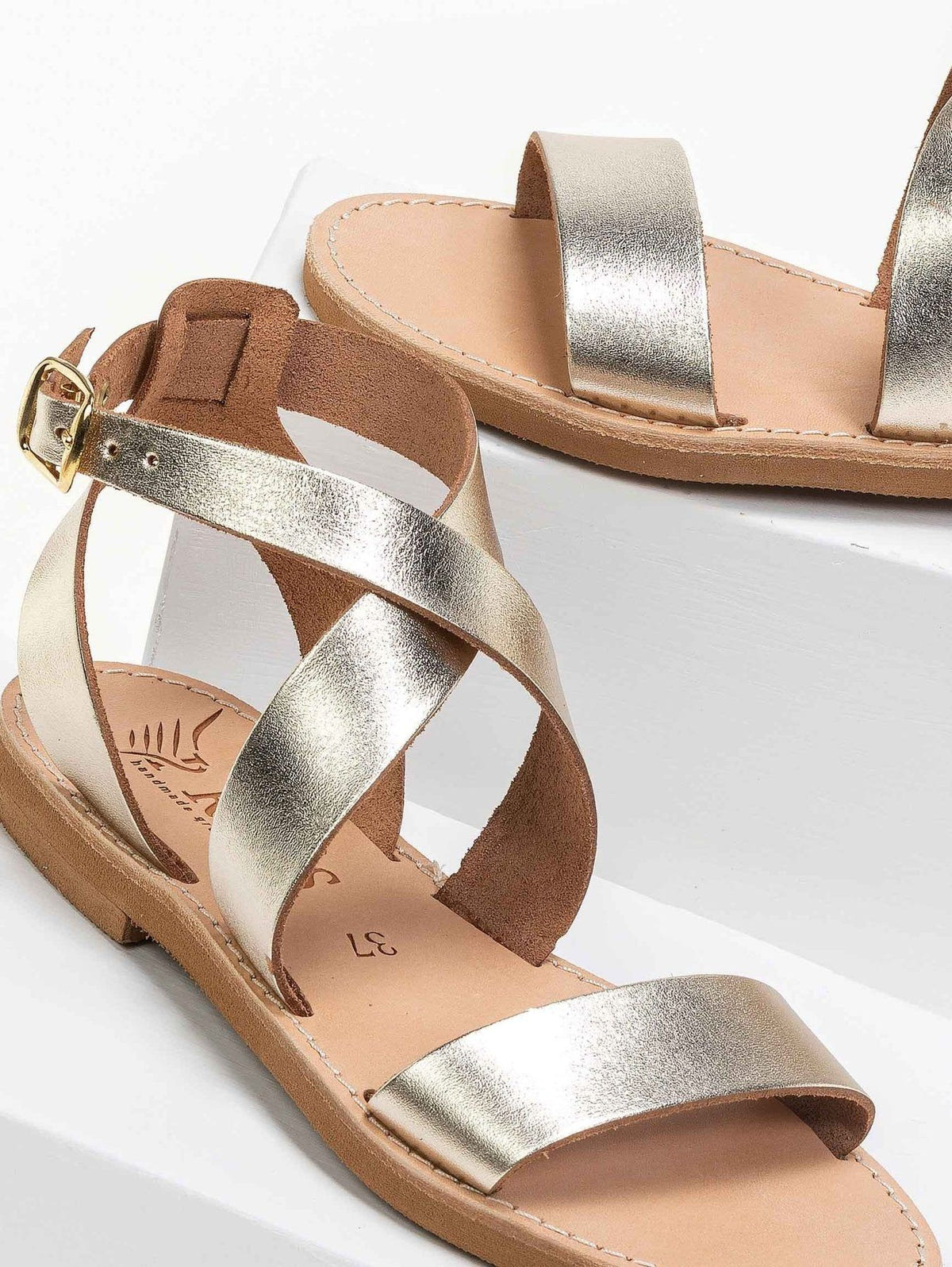 Σανδάλια δερμάτινα με crossover μπαρέτα Iris Sandals