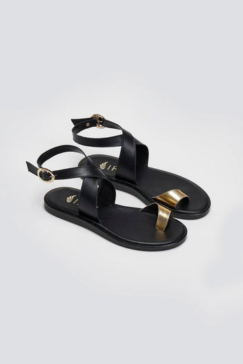 Σανδάλια δερμάτινα με δάκτυλο Iris Sandals - Μαύρο - thefashionproject.gr - IRIS