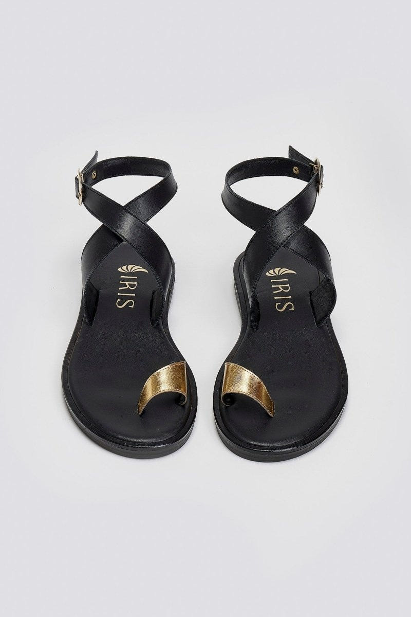Σανδάλια δερμάτινα με δάκτυλο Iris Sandals - Μαύρο - thefashionproject.gr - IRIS