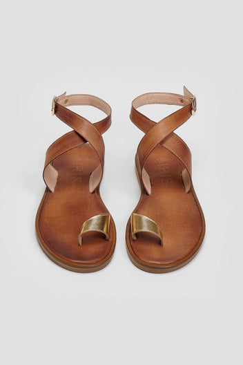 Σανδάλια δερμάτινα με δάκτυλο Iris Sandals - Ταμπά - thefashionproject.gr - IRIS