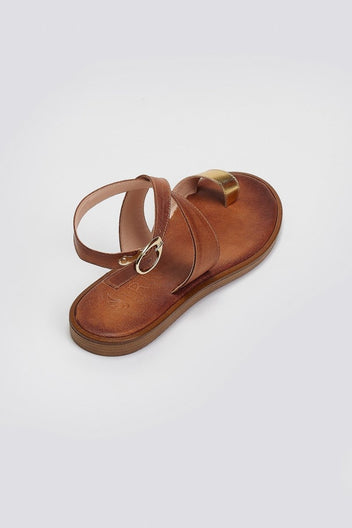 Σανδάλια δερμάτινα με δάκτυλο Iris Sandals - Ταμπά - thefashionproject.gr - IRIS