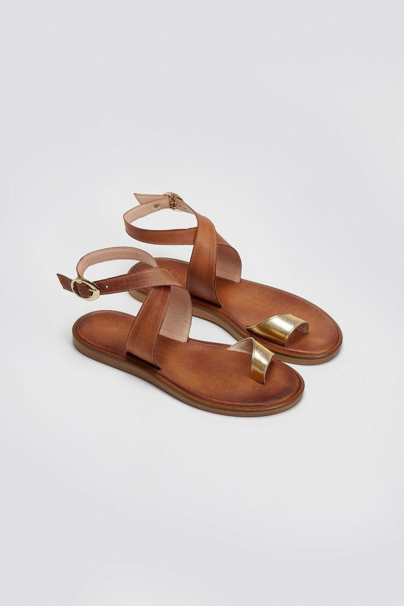 Σανδάλια δερμάτινα με δάκτυλο Iris Sandals - Ταμπά - thefashionproject.gr - IRIS