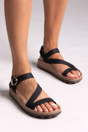 Σανδάλια δερμάτινα με δέσιμο EMMA FANTASY SANDALS - Μαύρο - thefashionproject.gr - FANTASY SANDALS