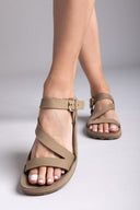 Σανδάλια δερμάτινα με δέσιμο EMMA FANTASY SANDALS - Χακί - thefashionproject.gr - FANTASY SANDALS