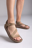 Σανδάλια δερμάτινα με δέσιμο EMMA FANTASY SANDALS - Χακί - thefashionproject.gr - FANTASY SANDALS
