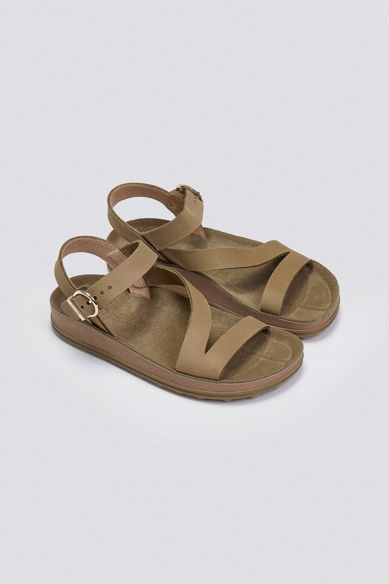 Σανδάλια δερμάτινα με δέσιμο EMMA FANTASY SANDALS - Χακί - thefashionproject.gr - FANTASY SANDALS