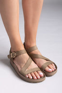 Σανδάλια δερμάτινα με δέσιμο EMMA FANTASY SANDALS - Χακί - thefashionproject.gr - FANTASY SANDALS
