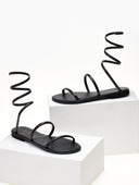 Σανδάλια δερμάτινα με δέσιμο Iris Sandals - Μαύρο - thefashionproject.gr - IRIS