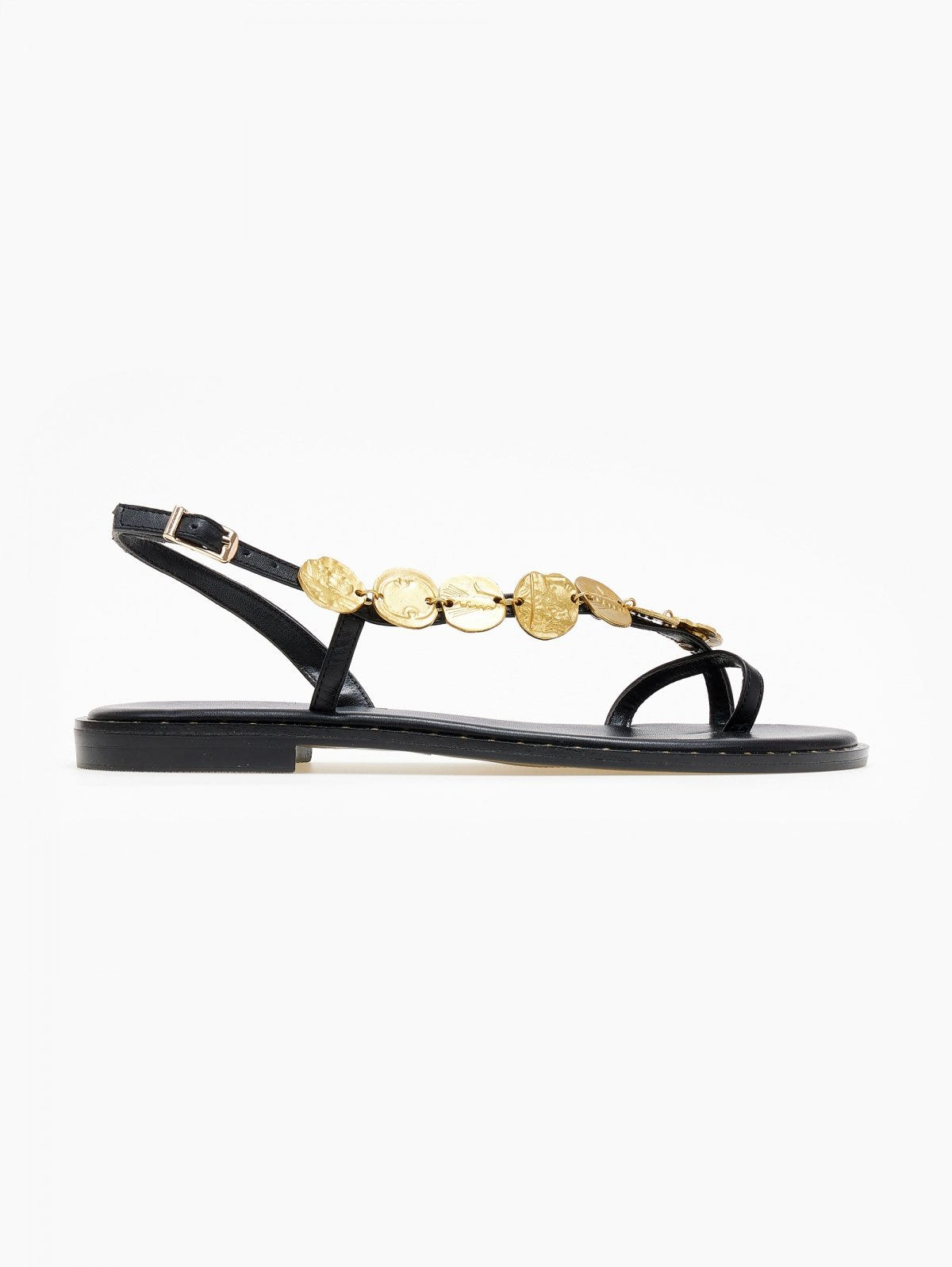 Σανδάλια δερμάτινα με διακοσμητικό Iris Sandals - Μαύρο - thefashionproject.gr - IRIS