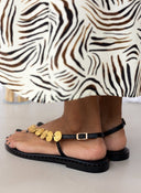 Σανδάλια δερμάτινα με διακοσμητικό Iris Sandals - Μαύρο - thefashionproject.gr - IRIS