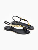 Σανδάλια δερμάτινα με διακοσμητικό Iris Sandals - Μαύρο - thefashionproject.gr - IRIS