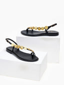 Σανδάλια δερμάτινα με διακοσμητικό Iris Sandals - Μαύρο - thefashionproject.gr - IRIS