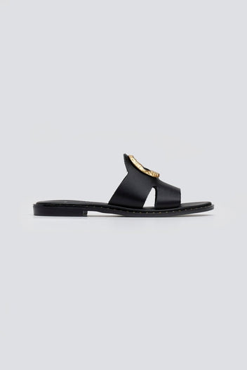 Σανδάλια δερμάτινα με διακοσμητικό Iris Sandals - Μαύρο - thefashionproject.gr - IRIS