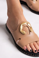 Σανδάλια δερμάτινα με διακοσμητικό Iris Sandals - Mocha - thefashionproject.gr - IRIS