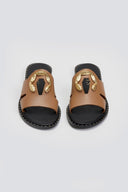 Σανδάλια δερμάτινα με διακοσμητικό Iris Sandals - Mocha - thefashionproject.gr - IRIS