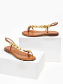 Σανδάλια δερμάτινα με διακοσμητικό Iris Sandals - Ταμπά - thefashionproject.gr - IRIS